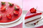 Йогуртовый торт-желе с клубникой
