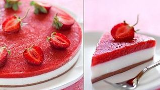 Йогуртовый торт-желе с клубникой