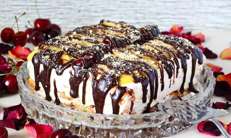 Рецепт торта печенье без выпечки сметана творог