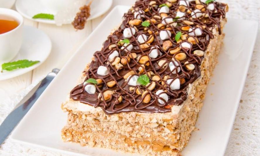 Рецепт торта воздушного сникерс из песочного теста