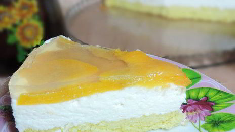 творожно-персиковый торт нежность