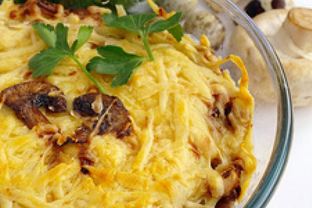Грибная запеканка с рисом и сыром