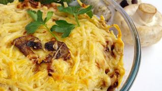 Грибная запеканка с рисом и сыром