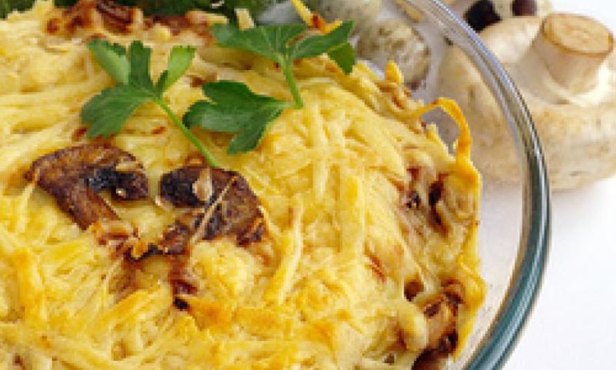 Рецепт грибной запеканки с рисом и сыром
