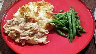 Картофельная запеканка с курицей и грибами