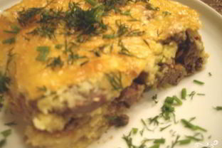 Картофельная запеканка с печенью в духовке