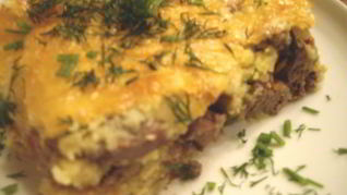 Картофельная запеканка с печенью в духовке