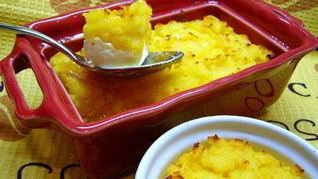 Манная запеканка на апельсиновом соке с творогом