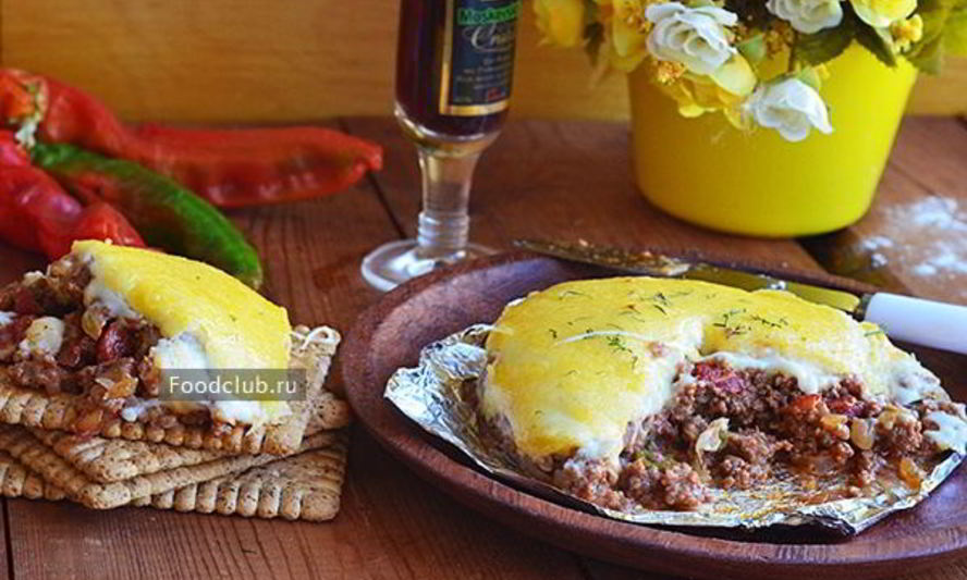 Рецепт мясной запеканки с соусом бешамель