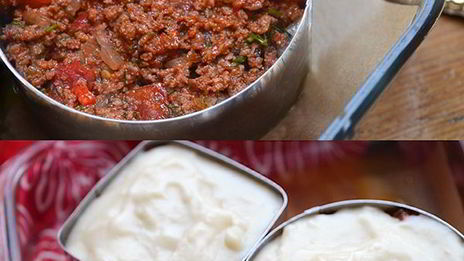 мясная запеканка с соусом бешамель