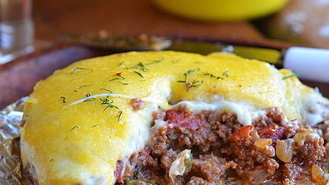 мясная запеканка с соусом бешамель