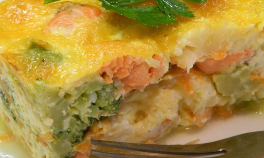 Рецепт овощной запеканки с семгой
