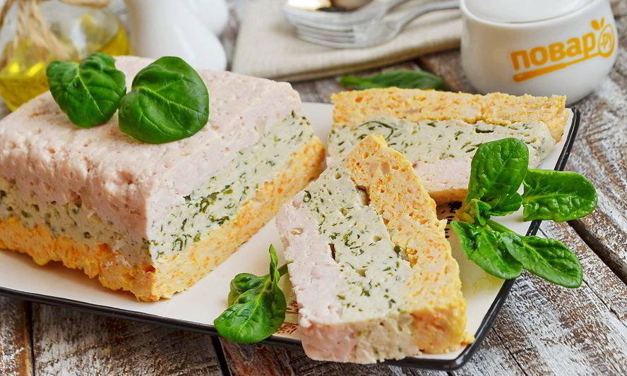 Рецепт разноцветной запеканки с куриным фаршем