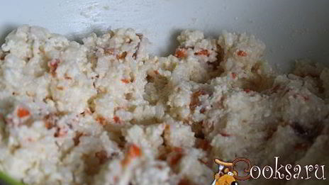 рисовая запеканка с творогом, курагой и цукатами