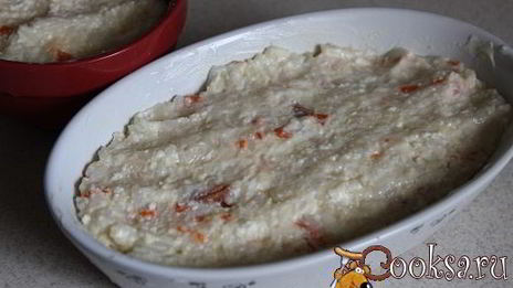 рисовая запеканка с творогом, курагой и цукатами