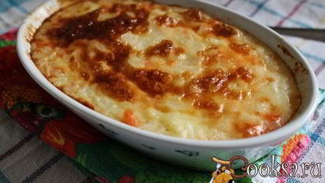 рисовая запеканка с творогом, курагой и цукатами