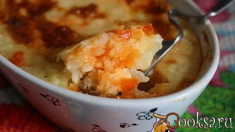 рисовая запеканка с творогом, курагой и цукатами