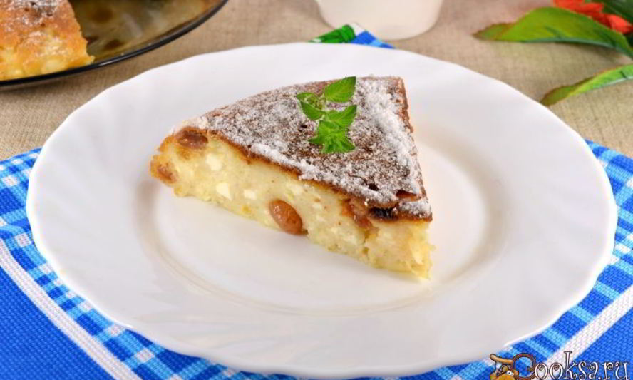 Рецепт творожной запеканки с изюмом в мультиварке