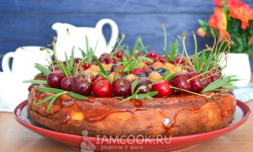 Рецепт творожной запеканки с вишней