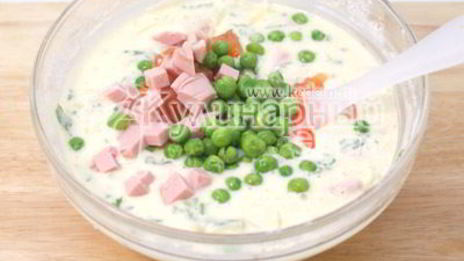 яичная запеканка с овощами и ветчиной