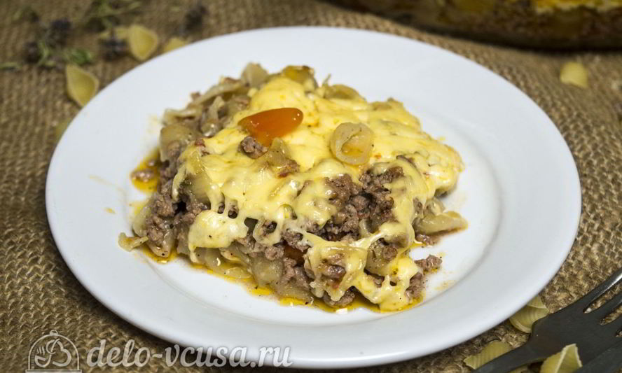 Рецепт запеканки из макарон с фаршем и сыром