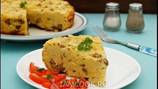 Запеканка из макарон с фаршем в мультиварке