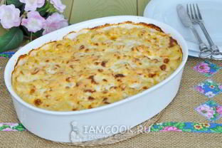 Запеканка из макарон с курицей