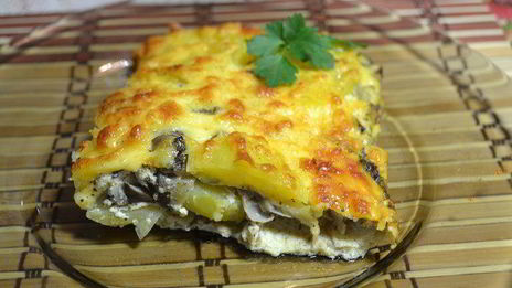 запеканка с картофелем и лесными грибами