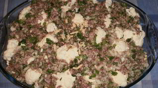 Запеканка с цветной капустой и фаршем