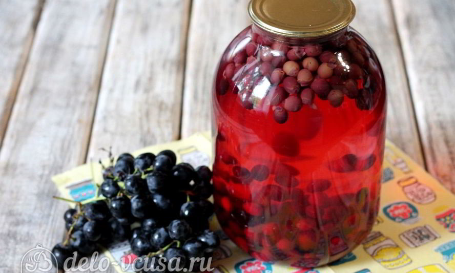 Рецепт компота из кизила и винограда на зиму