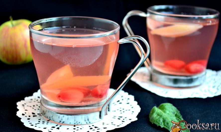 Рецепт компота из яблок и кизила с мятой