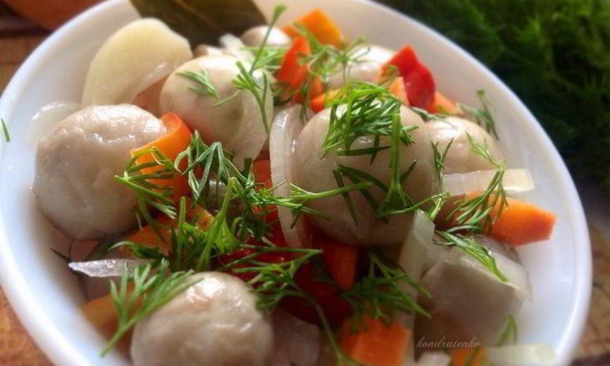 Рецепт быстрых маринованных шампиньонов с овощами