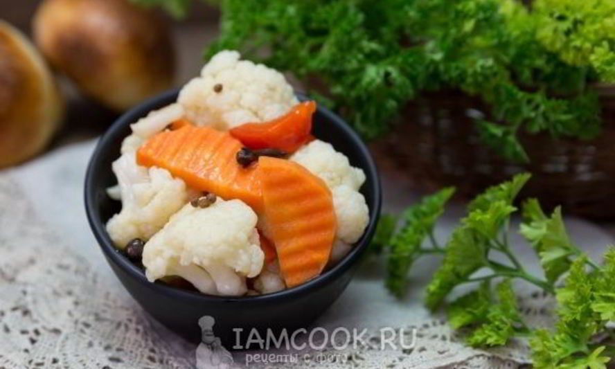 Рецепт маринованной цветной капусты с овощами