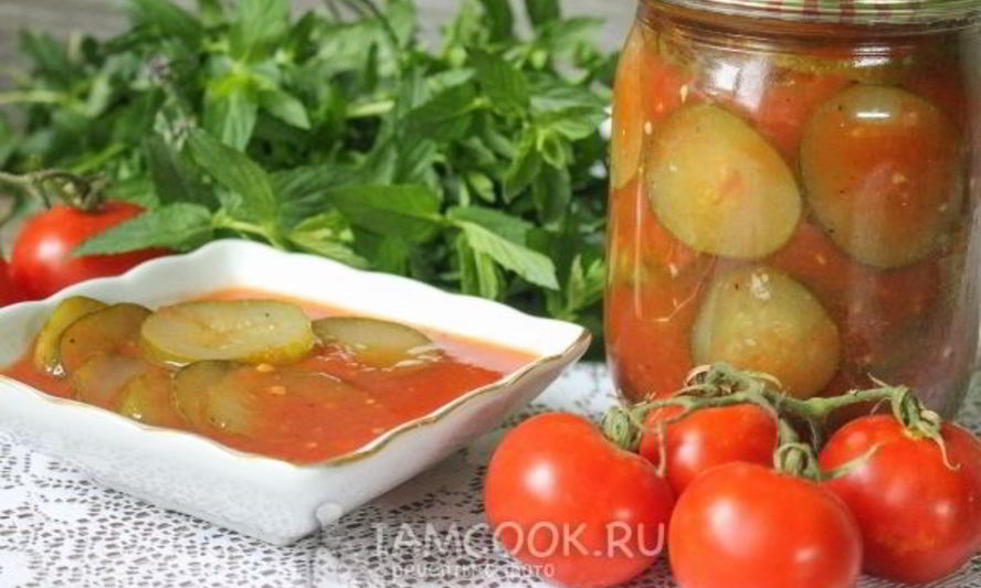 Рецепт огурцов в томатной заливке на зиму