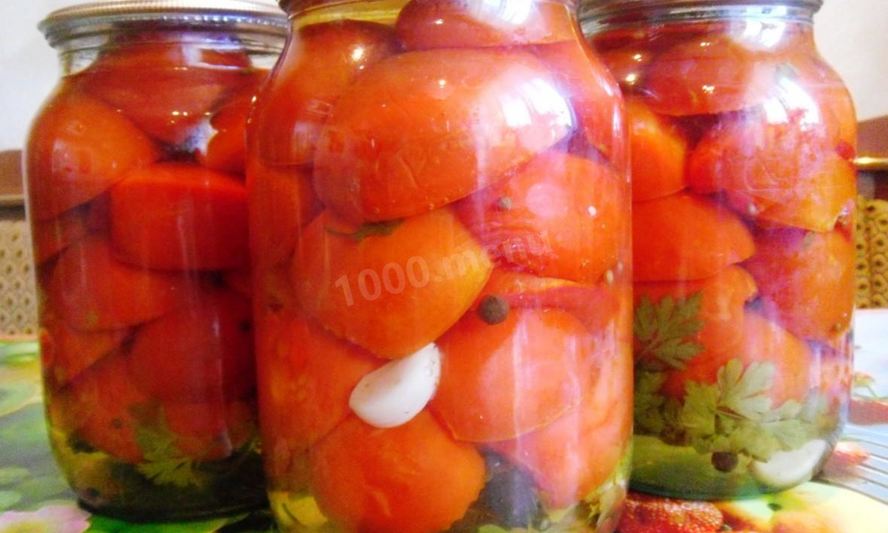 Рецепт помидоров на зиму в желе с петрушкой и кинзой