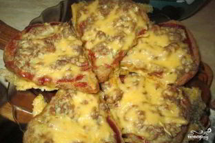 Бутерброды с фаршем в духовке