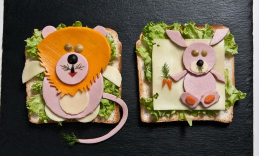 Рецепт детских бутербродов львенок и зайчонок