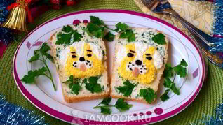 Новогодние бутерброды Собачки