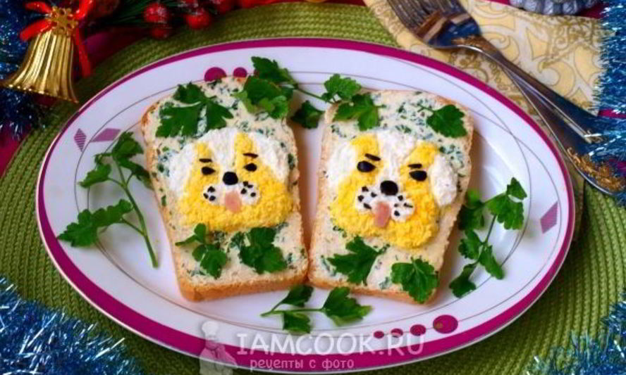 Рецепт новогодних бутербродов собачки