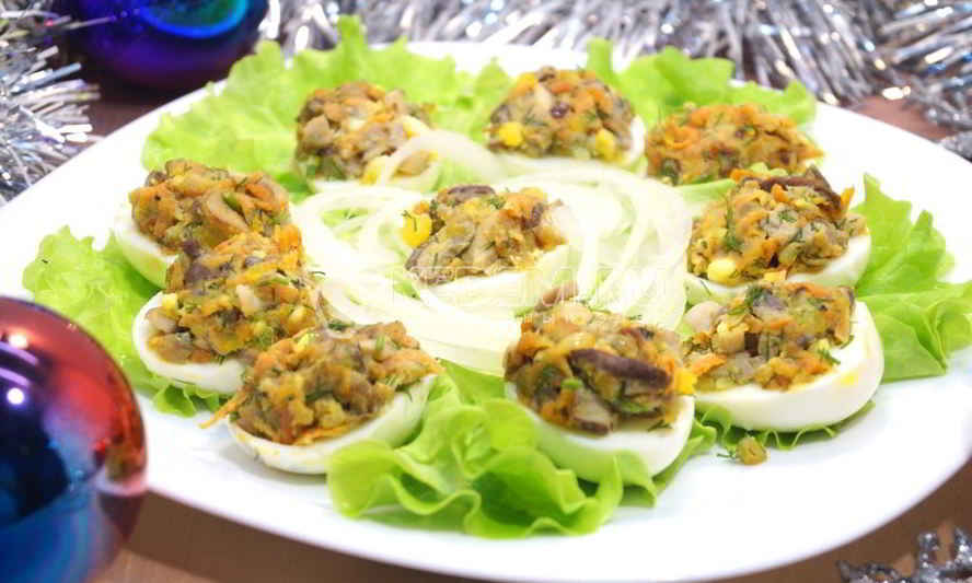 Рецепт яиц фаршированных грибами