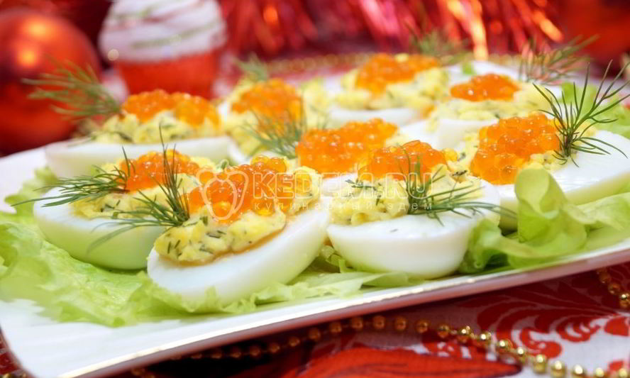 Рецепт яиц фаршированных красной икрой