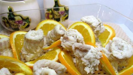 филе камбалы в апельсиновом желе