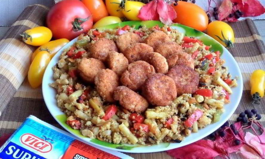 Рецепт крабовых крокетов с кускусом и овощами