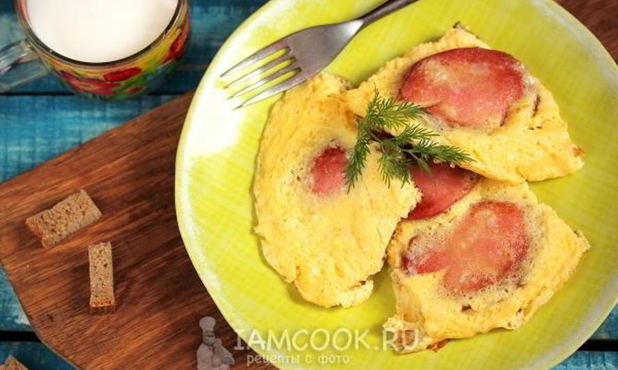 Рецепт омлета с колбасой на сковороде