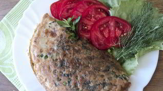 Омлет с зеленым горошком