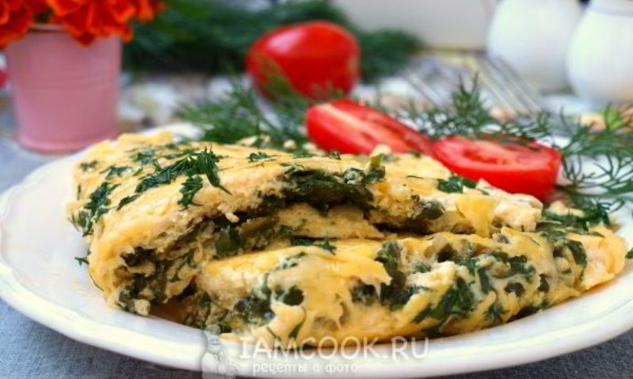 Рецепт омлета со шпинатом и сыром