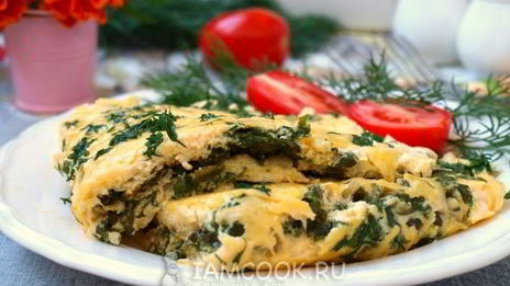 омлет со шпинатом и сыром