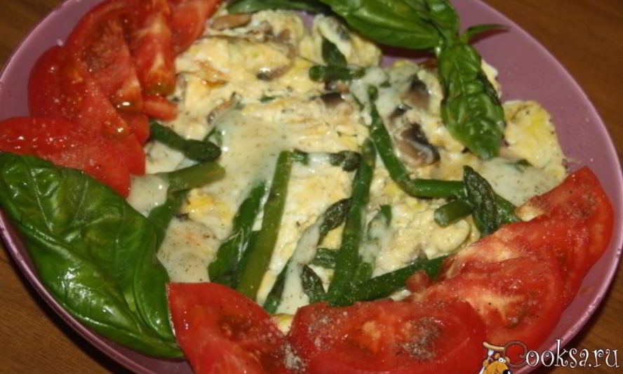 Рецепт омлета со спаржей и шампиньонами