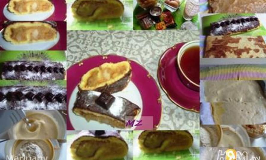 Рецепт бисквитного рулета с яблоками