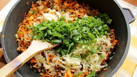 кабачковый рулет с грибами и морковью